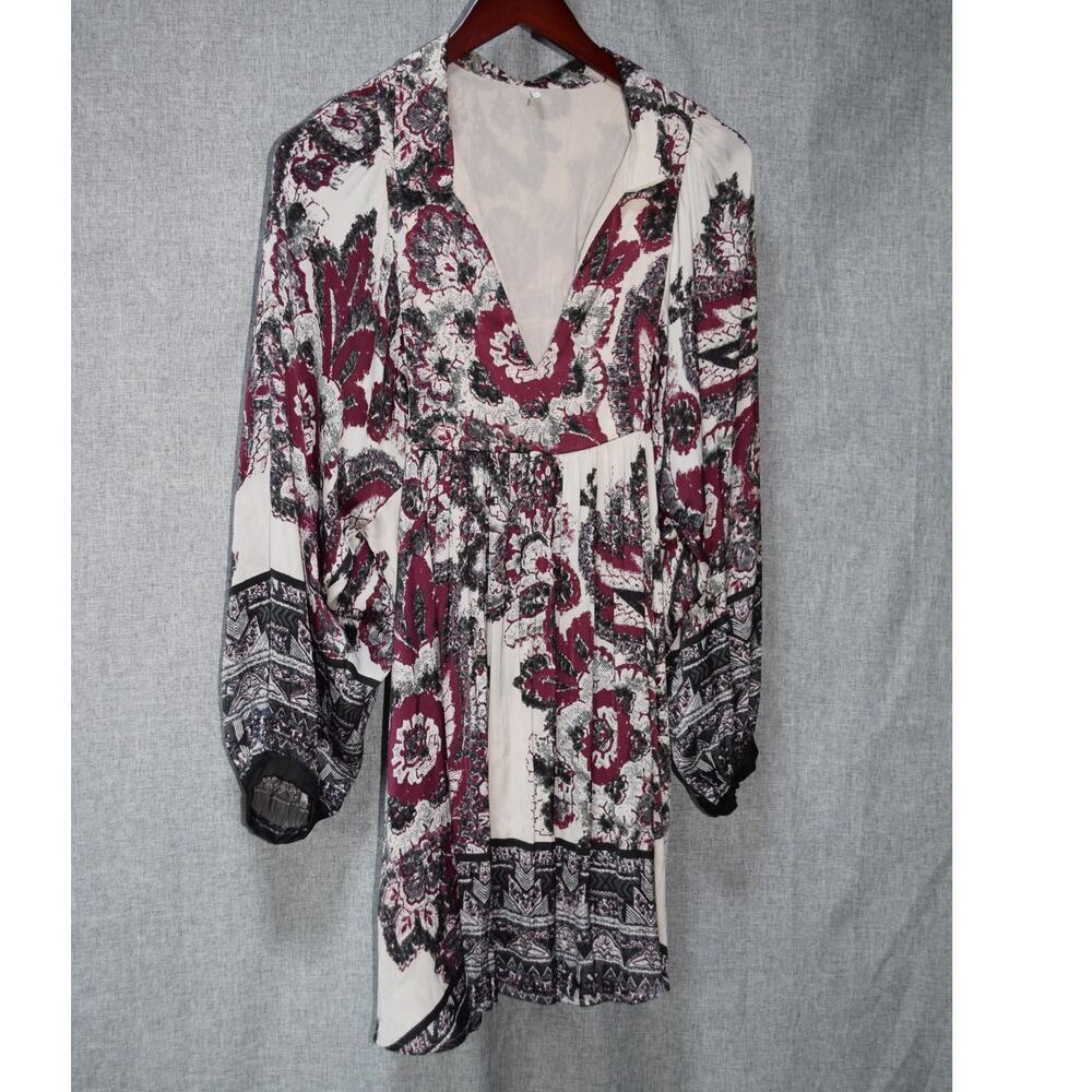 Free People Boho Floral Paisley Peasant Tunic Blouse Size Small